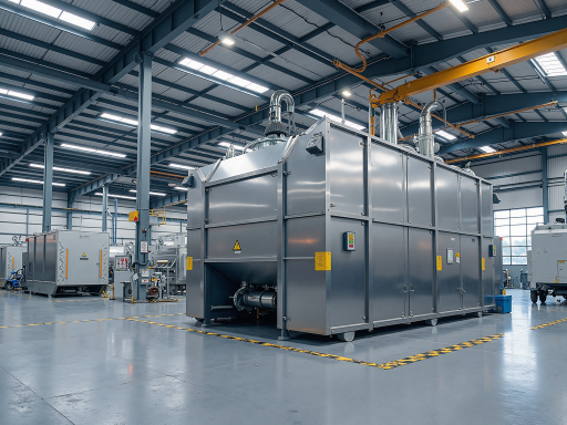 现代化火化炉设备，技术人员操作控制面板，设备清洁整齐，环境专业严谨